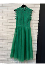 Robe Midi Beige Tulle Élégante - Vert