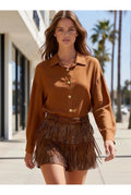 Short a Franges Esprit Boheme - Brun