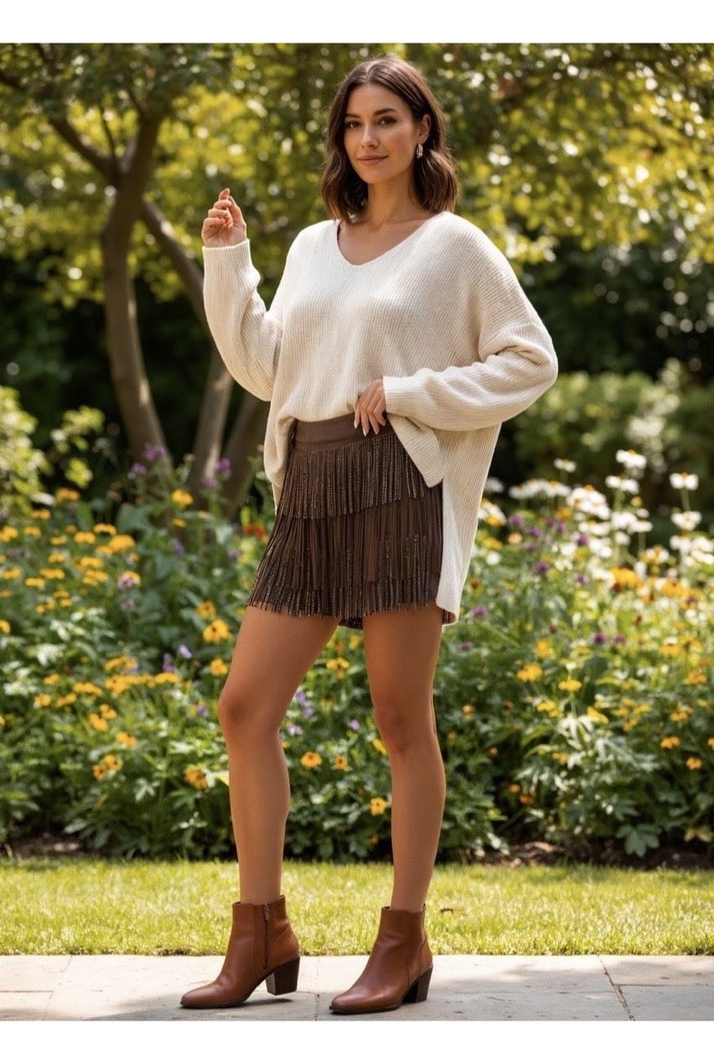 Short a Franges Esprit Boheme - Brun
