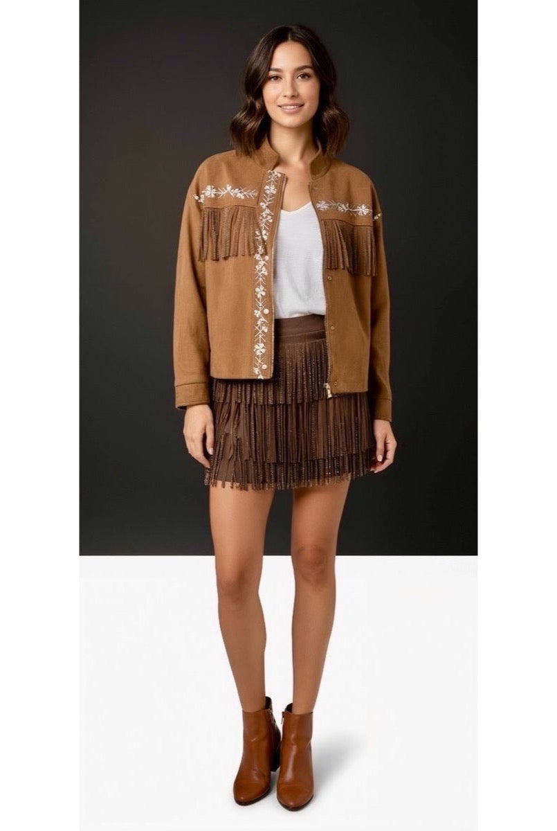 Short a Franges Esprit Boheme - Brun