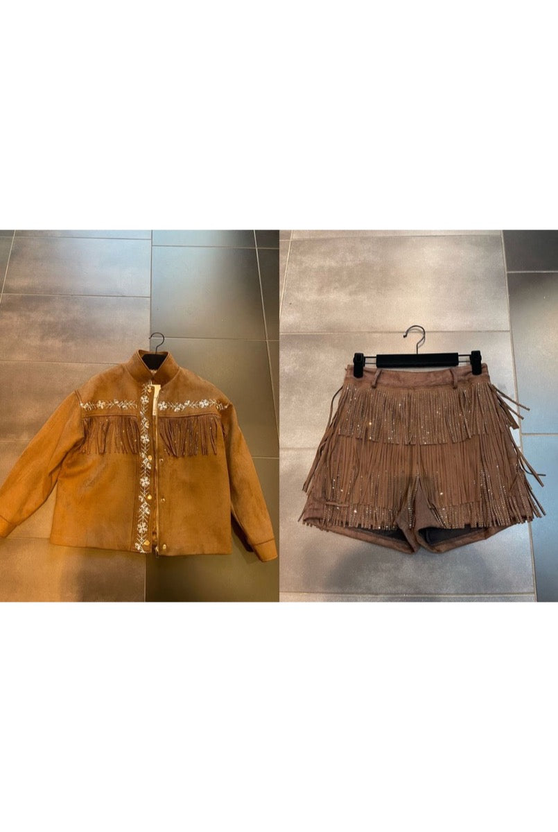 Short a Franges Esprit Boheme - Brun