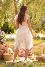 Robe Éthérée “Pétale de Printemps” en Tulle Nude Rosé