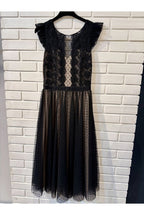 Robe Midi Élégante En Tulle - Noir