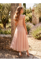 Robe Midi Élégante En Tulle - Nude