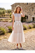 Robe Midi Romantique En Dentelle - Blanc