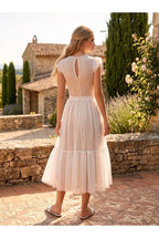 Robe Midi Romantique En Dentelle - Blanc