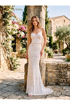 Robe Longue Sirène Bohème Chic Paillettes - Blanc