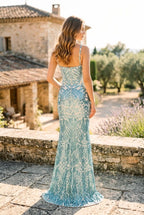 Robe Longue Sirène Bohème Chic Paillettes - Vert