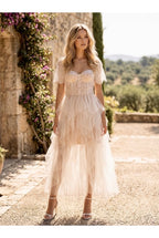 Robe Longue Romantique En Tulle - Blanc