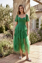 Robe Longue Romantique En Tulle - Vert