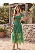 Robe Longue Romantique En Tulle - Vert