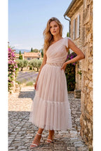 Robe “Brise Océane” en Tulle Plumetis & Coupe Asymétrique - Blanc
