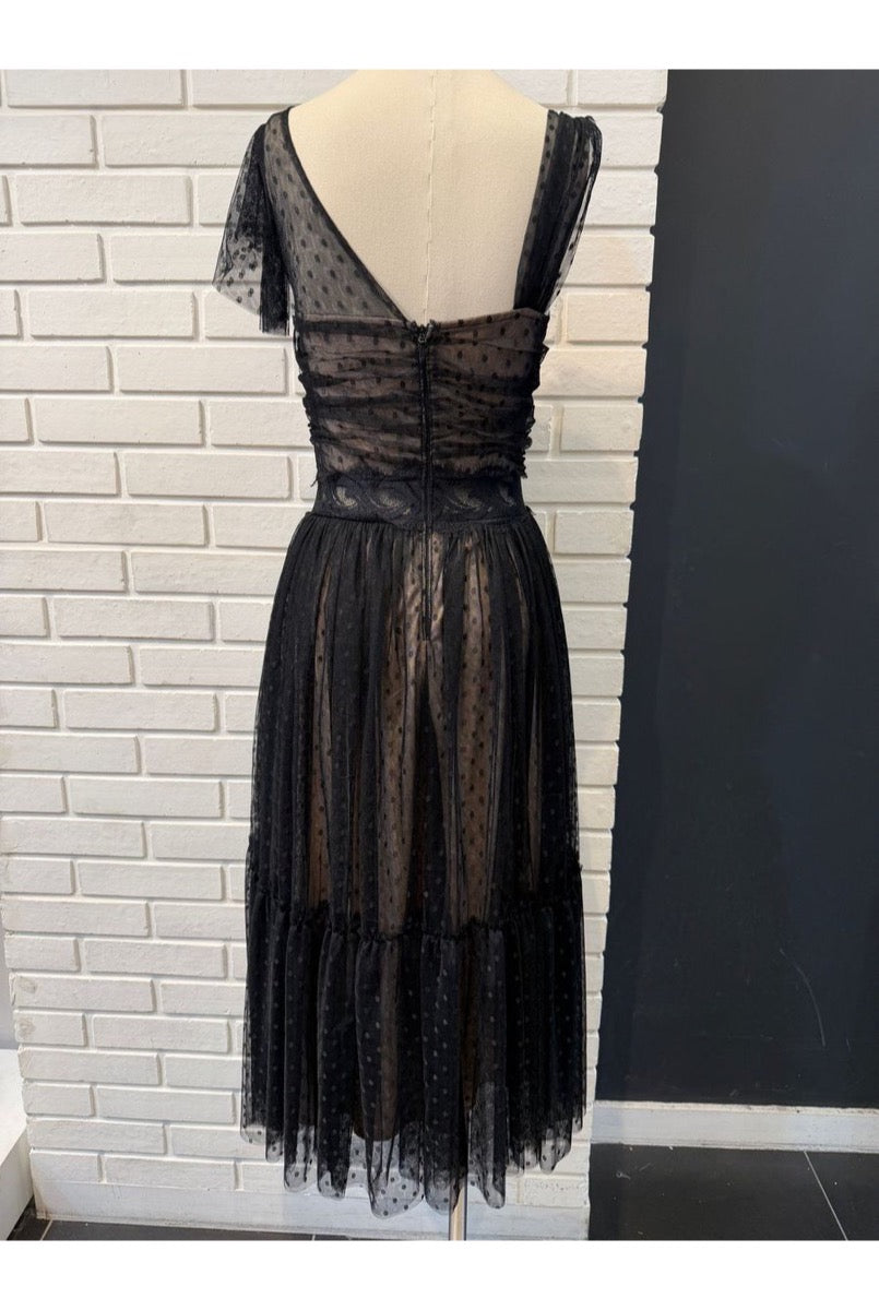 Robe “Brise Océane” en Tulle Plumetis & Coupe Asymétrique - Noir