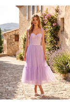Robe Midi Bustier En Tulle - Lilas