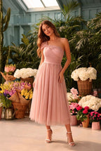 Robe Courte En Tulle Avec Épaules Drapées #2 - Rose