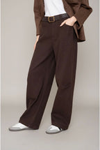 Pantalon Jean Baggy Ballon Avec Ceinture - Brun