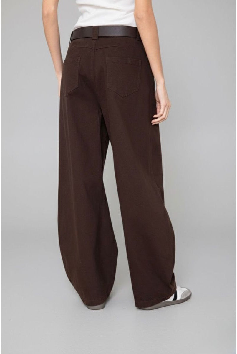 Pantalon Jean Baggy Ballon Avec Ceinture - Brun