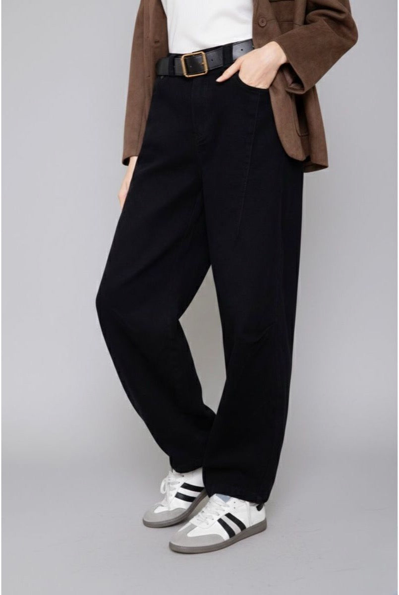 Pantalon Jean Baggy Ballon Avec Ceinture - Noir