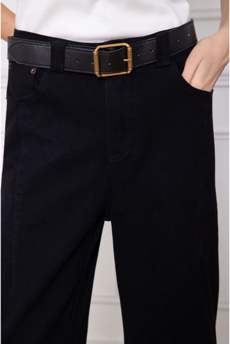 Pantalon Jean Baggy Ballon Avec Ceinture - Noir