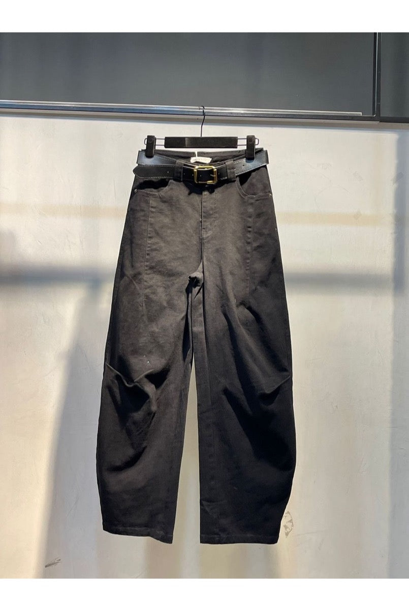 Pantalon Jean Baggy Ballon Avec Ceinture - Noir