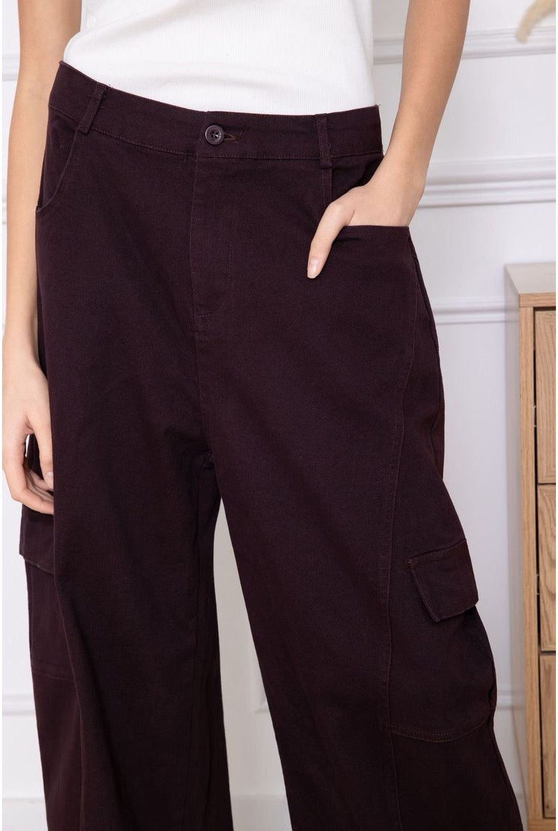 Pantalon Jean Cargo Street Style - Brun foncé