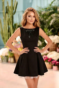 Robe courte évasée à nœud délicat - Noir