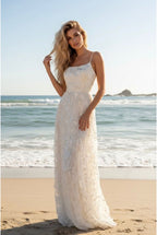Robe longue fluide à bretelles - Blanc
