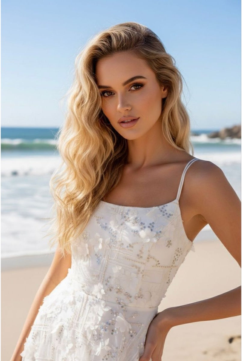 Robe longue fluide à bretelles - Blanc