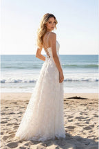 Robe longue fluide à bretelles - Blanc