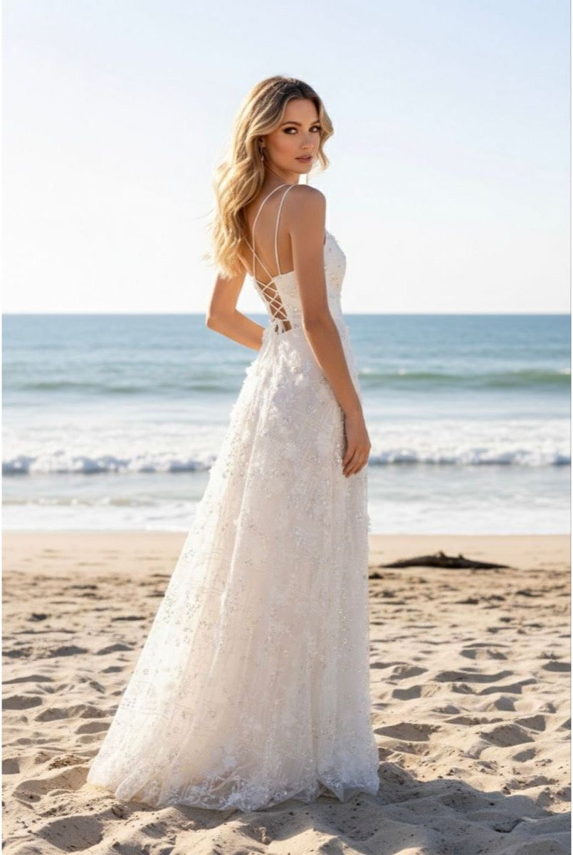 Robe longue fluide à bretelles - Blanc