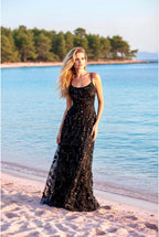 Robe longue fluide à bretelles - Noir