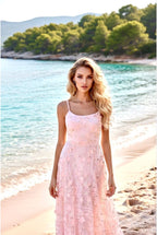 Robe longue fluide à bretelles - Rose