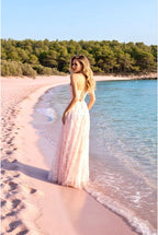 Robe longue fluide à bretelles - Rose