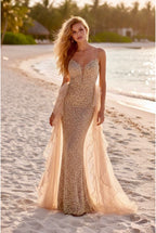 Robe sirène scintillante élégance solaire - Beige