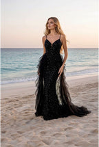 Robe sirène scintillante élégance solaire - Noir