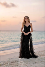 Robe sirène scintillante élégance solaire - Noir