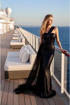 Robe sirène couture éclat méditerranéen - Noir
