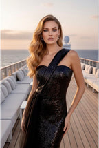 Robe sirène couture éclat méditerranéen - Noir
