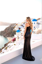 Robe sirène noire élégance méditerranéenne - Noir