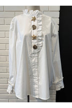 Chemise Élégante À Col Volanté - Blanc