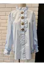 Chemise Élégante À Col Volanté - Bleu