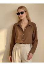 Chemise Fluide Boutonnée Coupe Ample - Brun