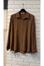 Chemise Fluide Boutonnée Coupe Ample - Brun