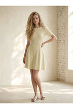 Robe Maille Ajustée Élégante Structurée - Jaune
