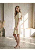 Robe Maille Ajustée Élégante Structurée - Jaune