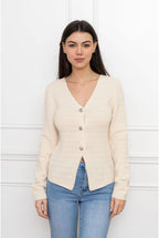 Gilet Élégance Texturée Boutonnée # - Beige