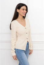 Gilet Élégance Texturée Boutonnée # - Beige