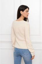Gilet Élégance Texturée Boutonnée # - Beige