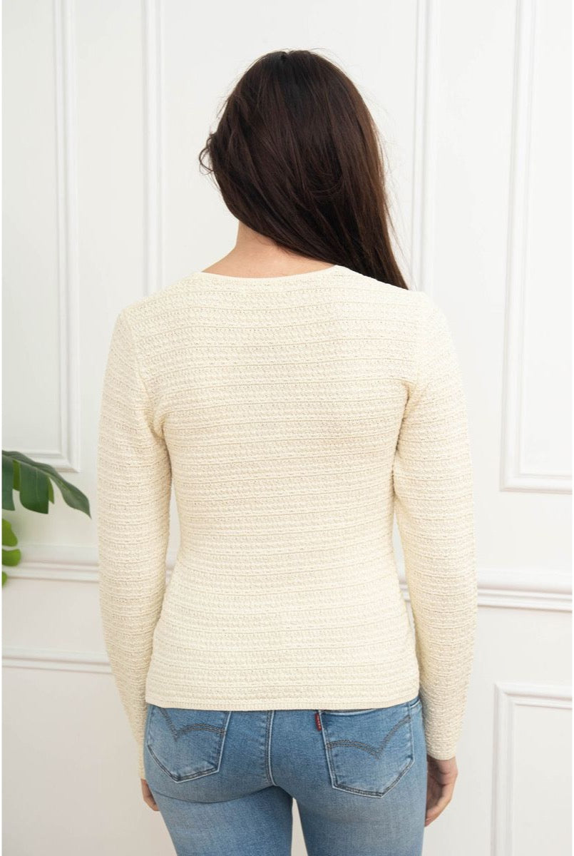 Gilet Élégance Texturée Boutonnée # - Jaune