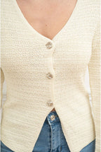 Gilet Élégance Texturée Boutonnée # - Jaune